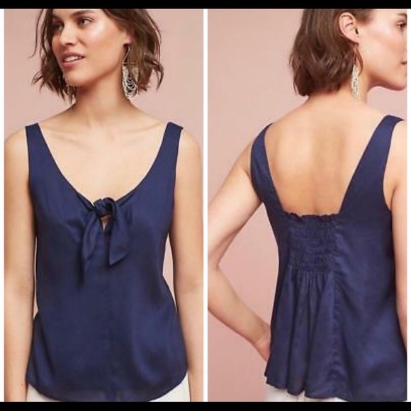 ANTHOPOLOGIE MAEVE VERENA TOP CAMI TANK NAVY - Picture 3 of 11